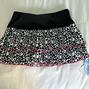Brand new with tags black white pink ruffle tennis skirt size small 4-6.